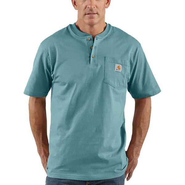 MEN`S WORKWEAR POCKET S/S HENLEY HL1/SUMMERBLUEHTHR