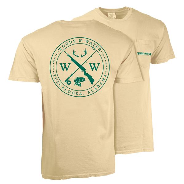 Gun Rod Design Short Sleeve Comfort Colors Tee BUTTER/GRN