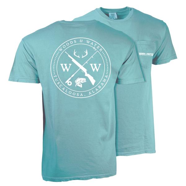 Gun Rod Design Short Sleeve Comfort Colors Tee SAPPHIRE/WHT