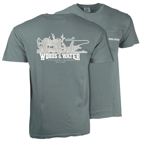 COMFORT COLORS WW TRIO 2 S/S PKT TEE BLUESPRUCE/GRY/W