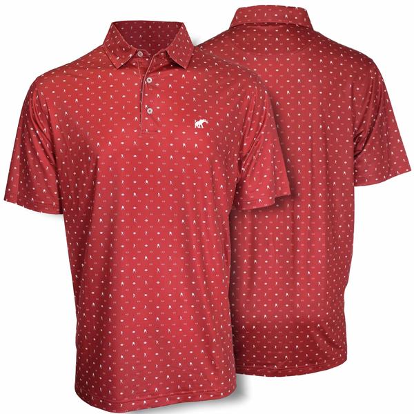 MENS PLAYER PRINTED POLO ELEPHANT/CRIMSON