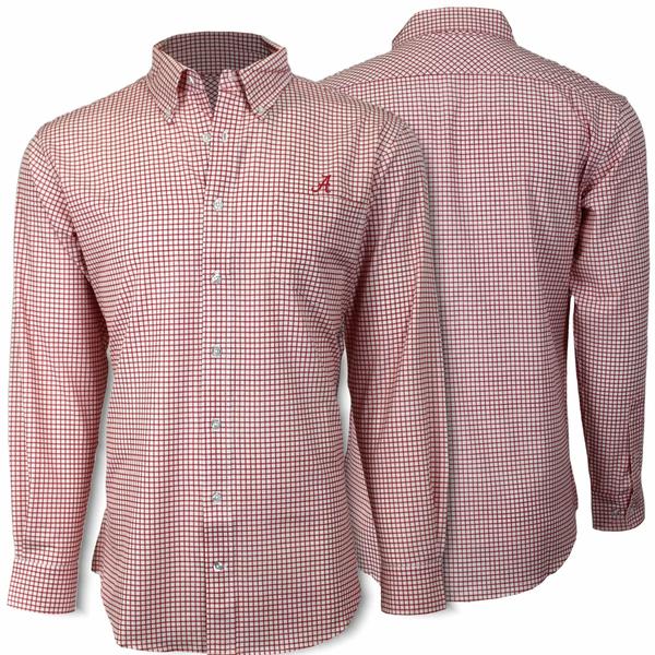 MENS GRADUATE OPEN CHECK DRESS SHIRT SCRIPTA/WHT/CRIMSON