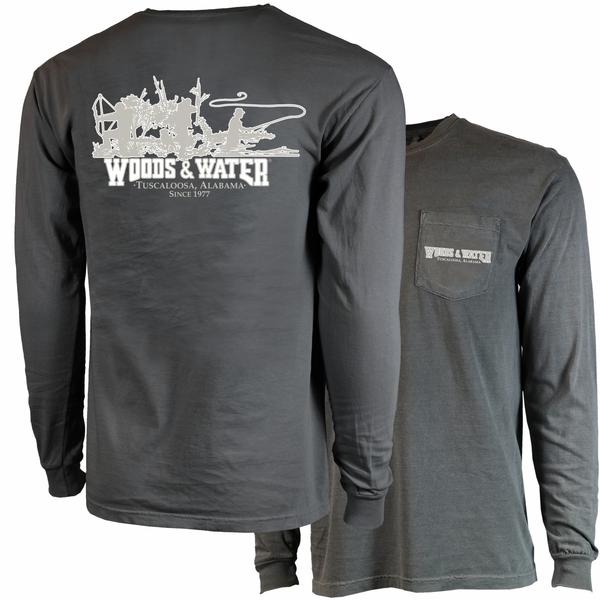 COMFORT COLORS WW TRIO 2 L/S PKT TEE PEPPER/GRY/W