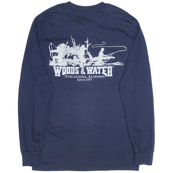 GILDAN SINGLE COLOR WW TRIO 1 L/S TEE NAVY/GRY