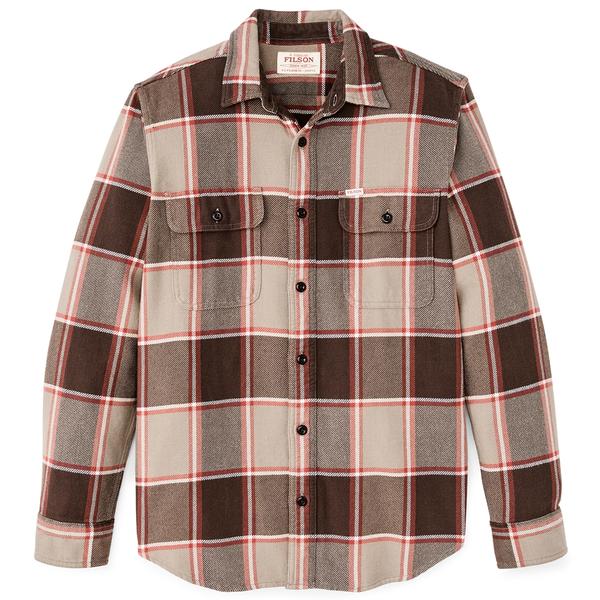 MEN'S VINTAGE FLANNEL WORK SHIRT TAN/ORANGE/MULTI