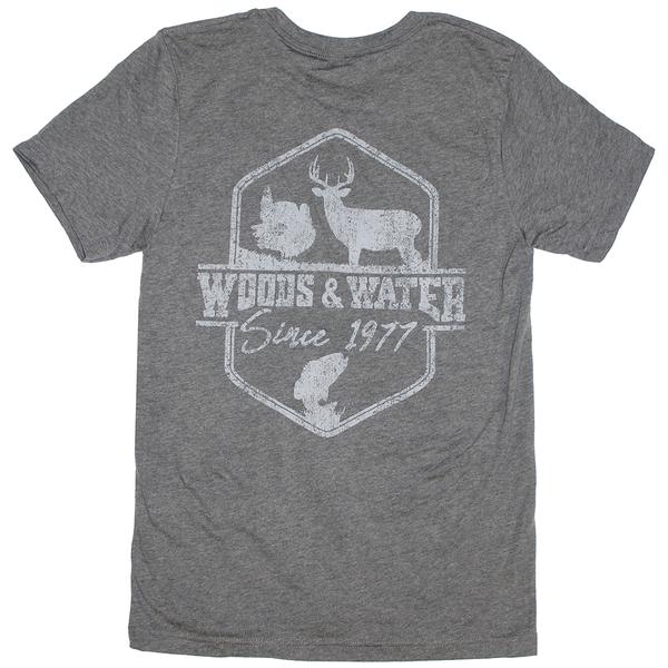 BC WW DISTRESSED SINGLE COLOR SHIELD S/S TEE DEEPHTR/GRY