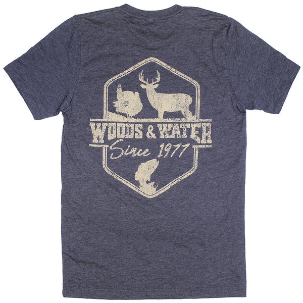 BC WW DISTRESSED SINGLE COLOR SHIELD S/S TEE HTRMIDNIGHT/TAN