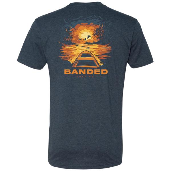 Men's Water Silhouette Painting Short Sleeve Tee NAVY