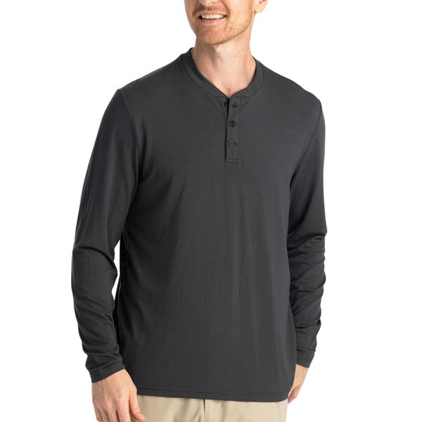 Men's Bamboo Flex Long Sleeve Henley 328/BLACKSAND