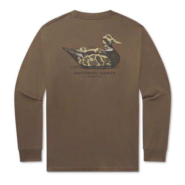 Men's Vintage Duck Decoy Tee Camo Tee Long Sleeve CARAJILLOBROWN