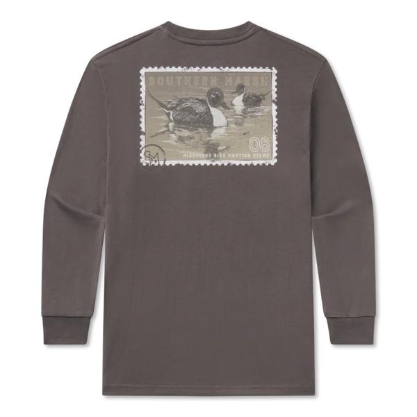 Youth Duckstamp Pintail Tee Long Sleeve IRONGREY