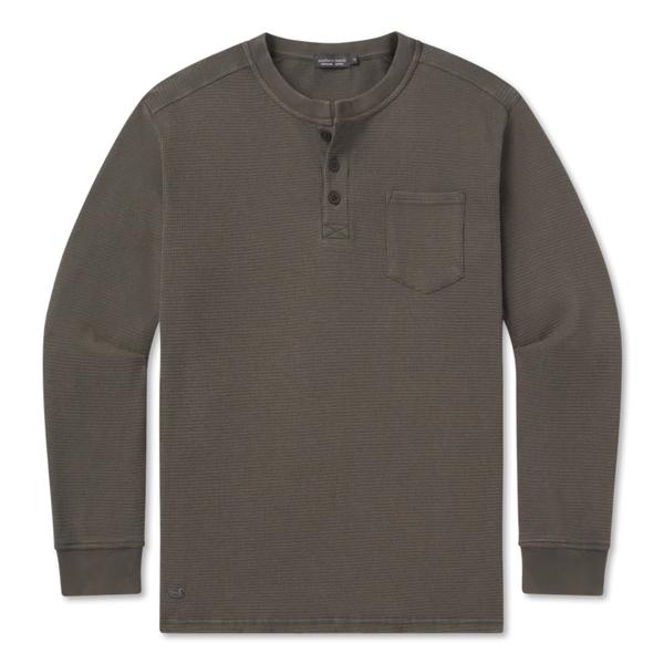 Men's Seawash Vintage Waffle Henley Tee Long Sleeve
