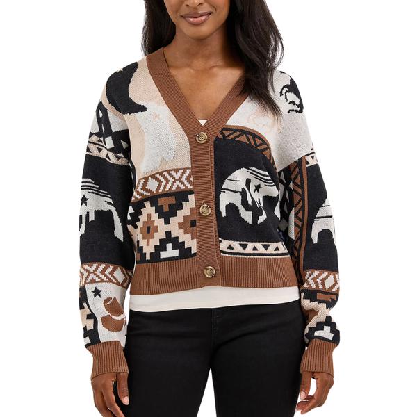 Women's Western Retro Punchy Cardigan Sweater 