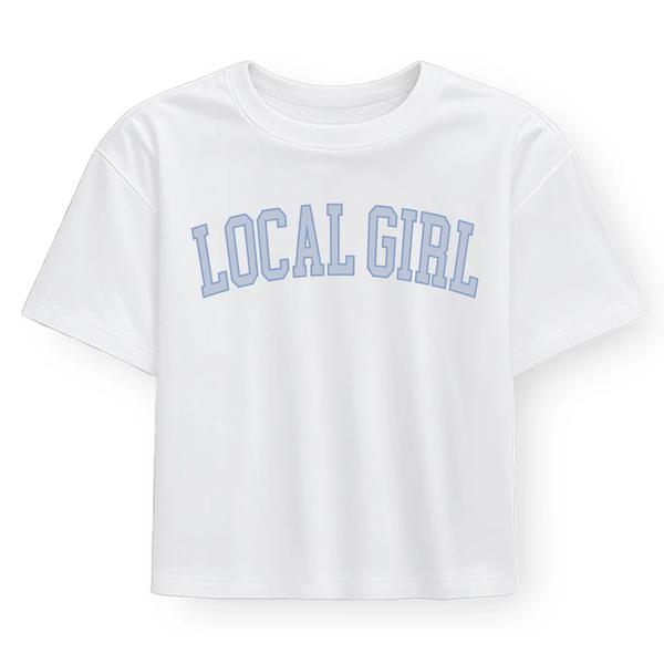 WOMEN'S LG GRAPHIC CROPPED TEE ARCH PERIWINKLE WHITE