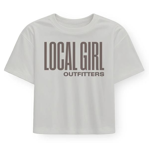 WOMEN'S LG GRAPHIC CROPPED TEE STACKED SILVER