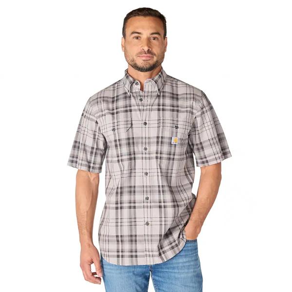 MEN'S FORT LOOSE S/S PLAID SHIRT 076/CARHARTTGREY