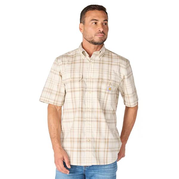 MEN'S FORT LOOSE S/S PLAID SHIRT W39/EGGSHELL