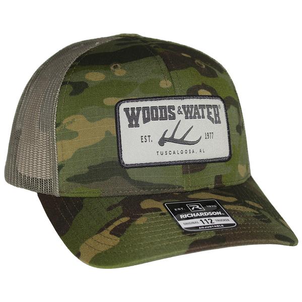 WW RH112 DEER SHED TRUCKER RECTANGLE WOVEN PATCH MULTICAMTROPIC/LODEN