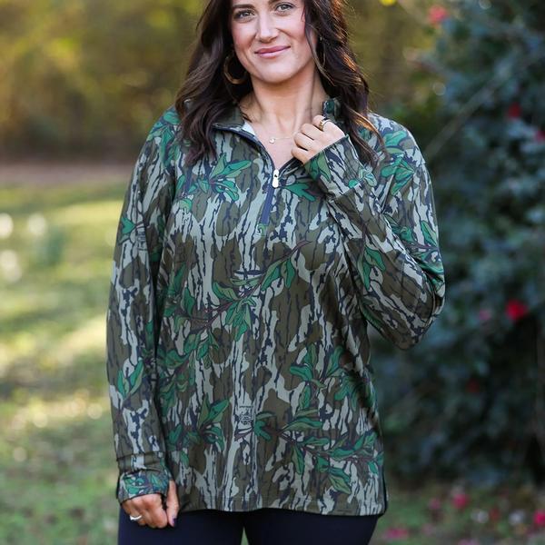 STRAIT PLACE 1/2 ZIP PERFORMANCE PULLOVER MOGREENLEAF