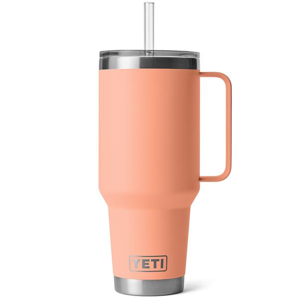RAMBLER 42OZ STRAW MUG PEACH