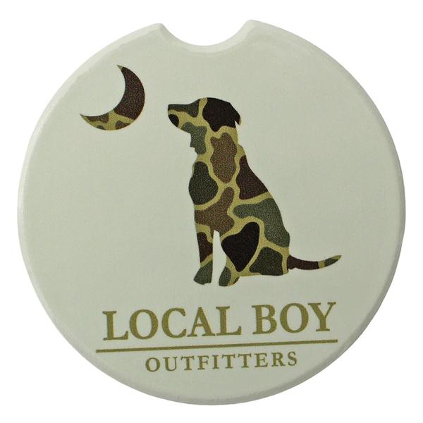 BRUSH CAMO DOG AND MOON CAR COASTER SILVER