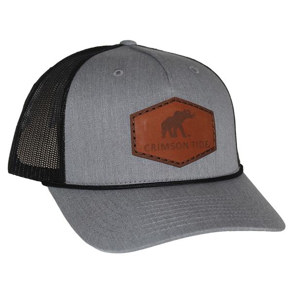 ETCHED ELEHANT PATCH TRUCKER HAT LTHR 112FPR HTR.GREY/BLACK