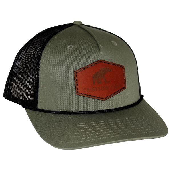 ETCHED ELEHANT PATCH TRUCKER HAT LTHR 112FPR LODEN/BLACK