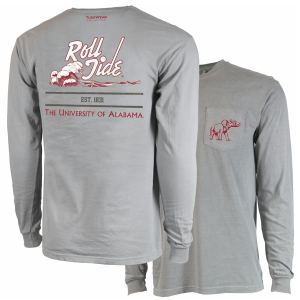 ROLL TIDE WAVE UA CC L/S TEE GRANITE