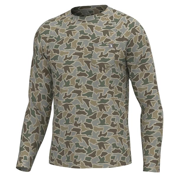 YOUTH L/S HEATHER BLEND CREW SDC/SANDDUCKCAMO